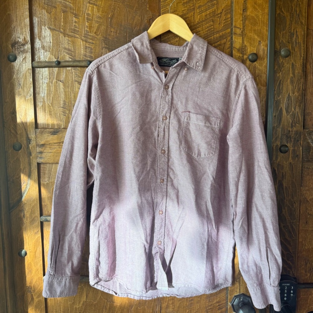 Retrofit Handmade Bangladesh Mens Long Sleeve Button Down Burgendy Red Size Med